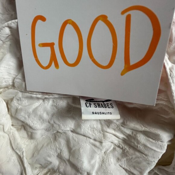 CP Shades Womens White Crinkle Jacquard Button-Up Shirt Medium Rayon Lightweight - Picture 3 of 7